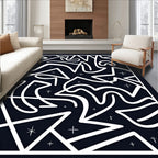 Abstract Swirl Geometric Star Pattern Rug