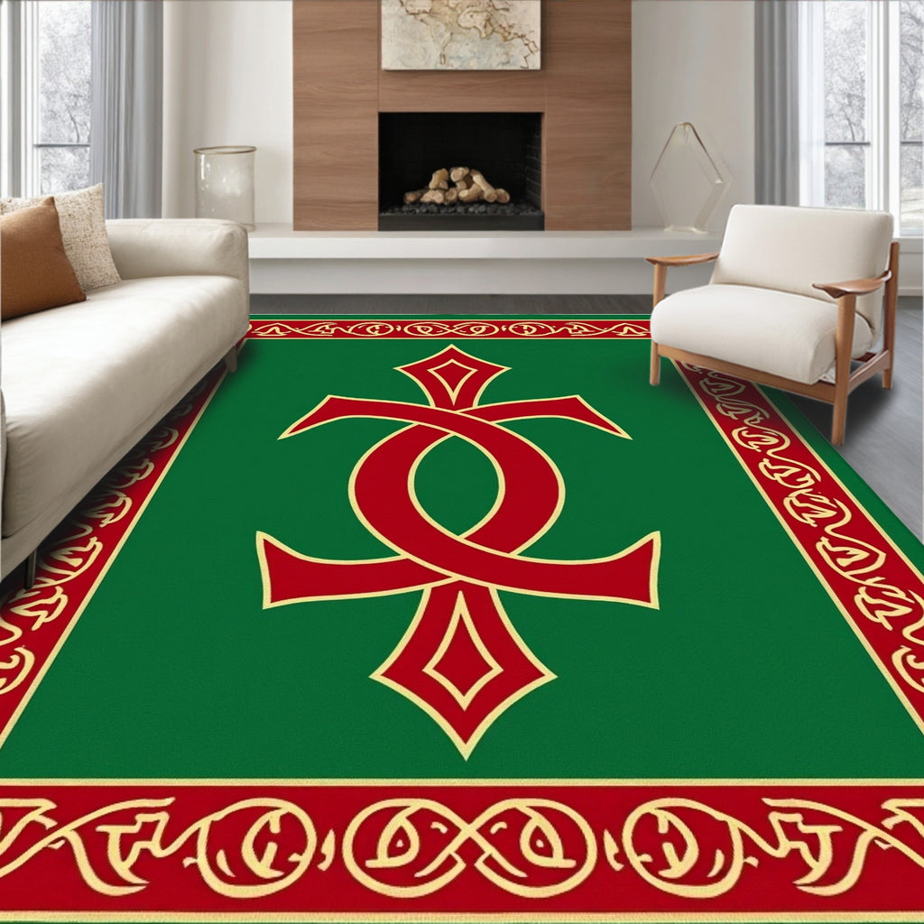 Classic Celtic Knot Red Green Design Rug