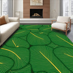Vibrant Green Leaf Pattern Design Rug