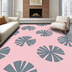 Grey Petal Pattern on Pink Background Rug