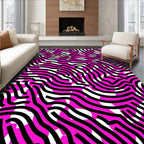 Bold Pink Black Abstract Lines Rug