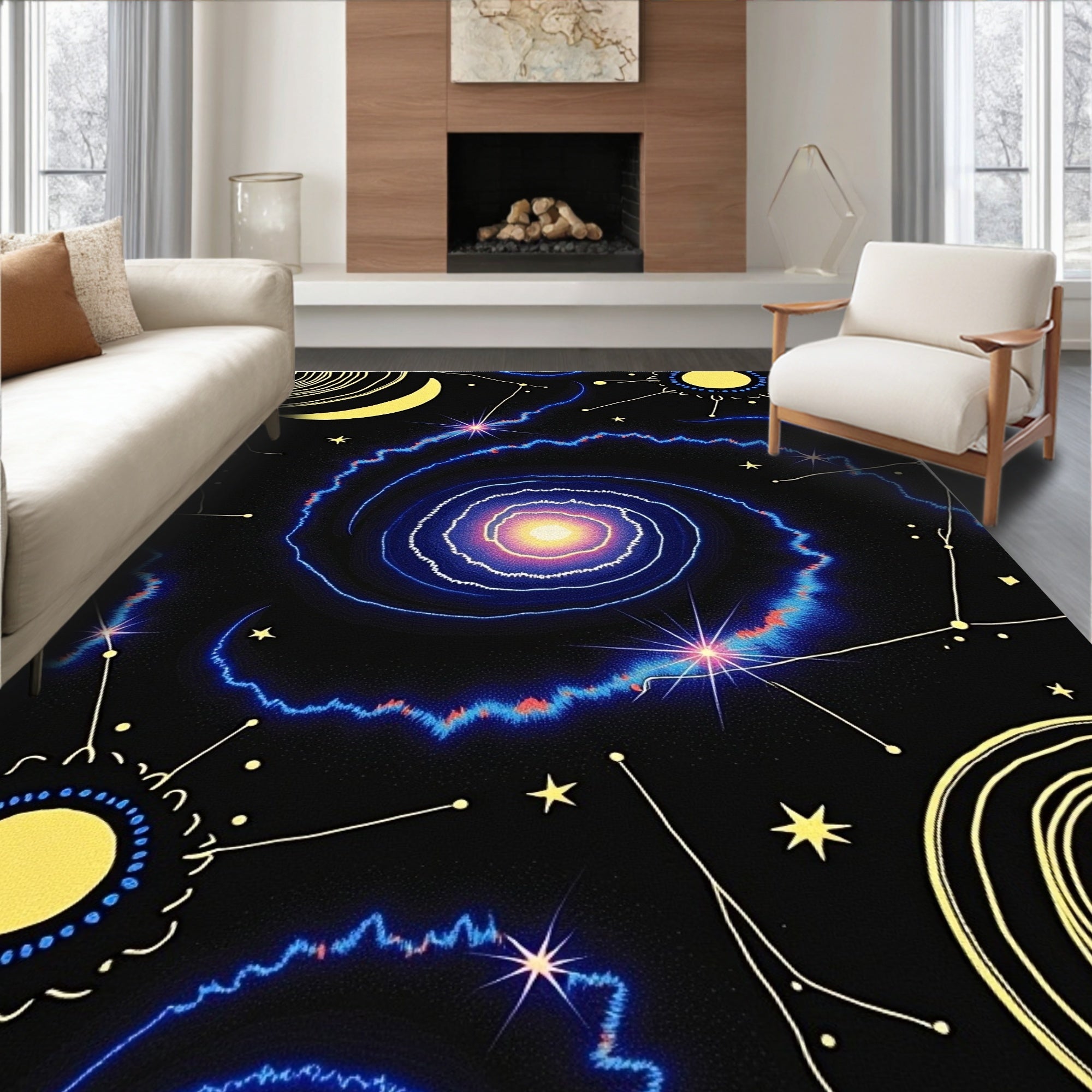 Cosmic Galaxy Swirl Celestial Rug