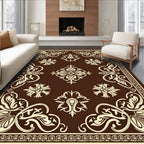 Rich Brown Floral Swirl Accent Rug