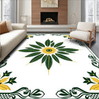 Green And Gold Feather Mandala Design Rug