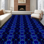 Bold Royal Blue Geometric Pattern Rug