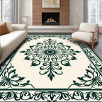 Elaborate Floral Medallion Border Design Rug
