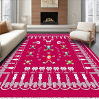 Festive Red Gnomes Repeating Border Art Rug