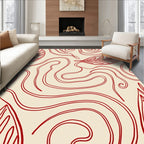 Red Leaf Swirl Modern Art Rug