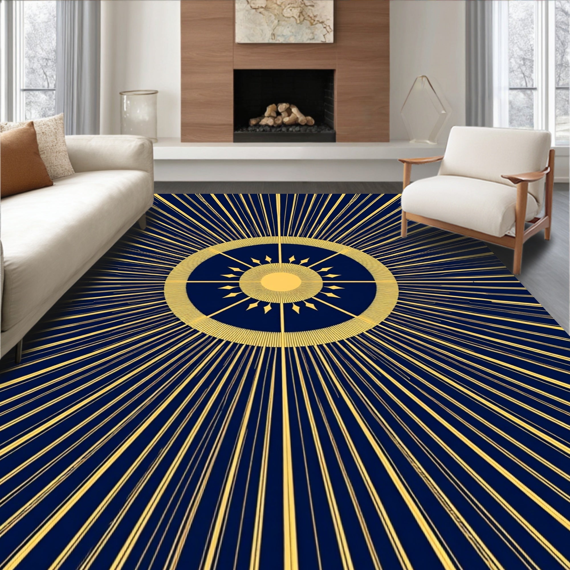 Radiating Sun Art Deco Rug