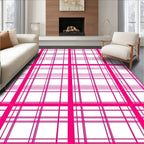 Bold Pink Plaid Pattern Rug