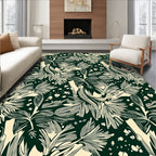 Emerald Green Abstract Botanical Swirl Rug