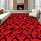 Crimson Abstract Floral Pattern Rug