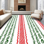 Striped Red Green Vertical Bands Rug