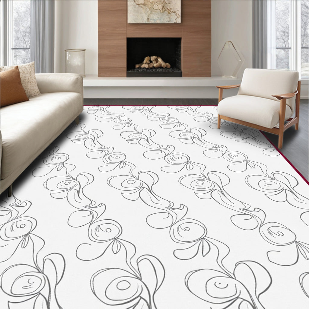 Abstract Swirl Vine Delicate Pattern Rug