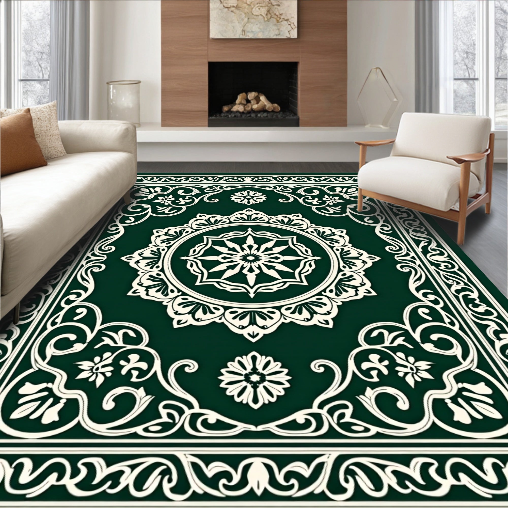 Ornate Floral Mandala Patterned Rug