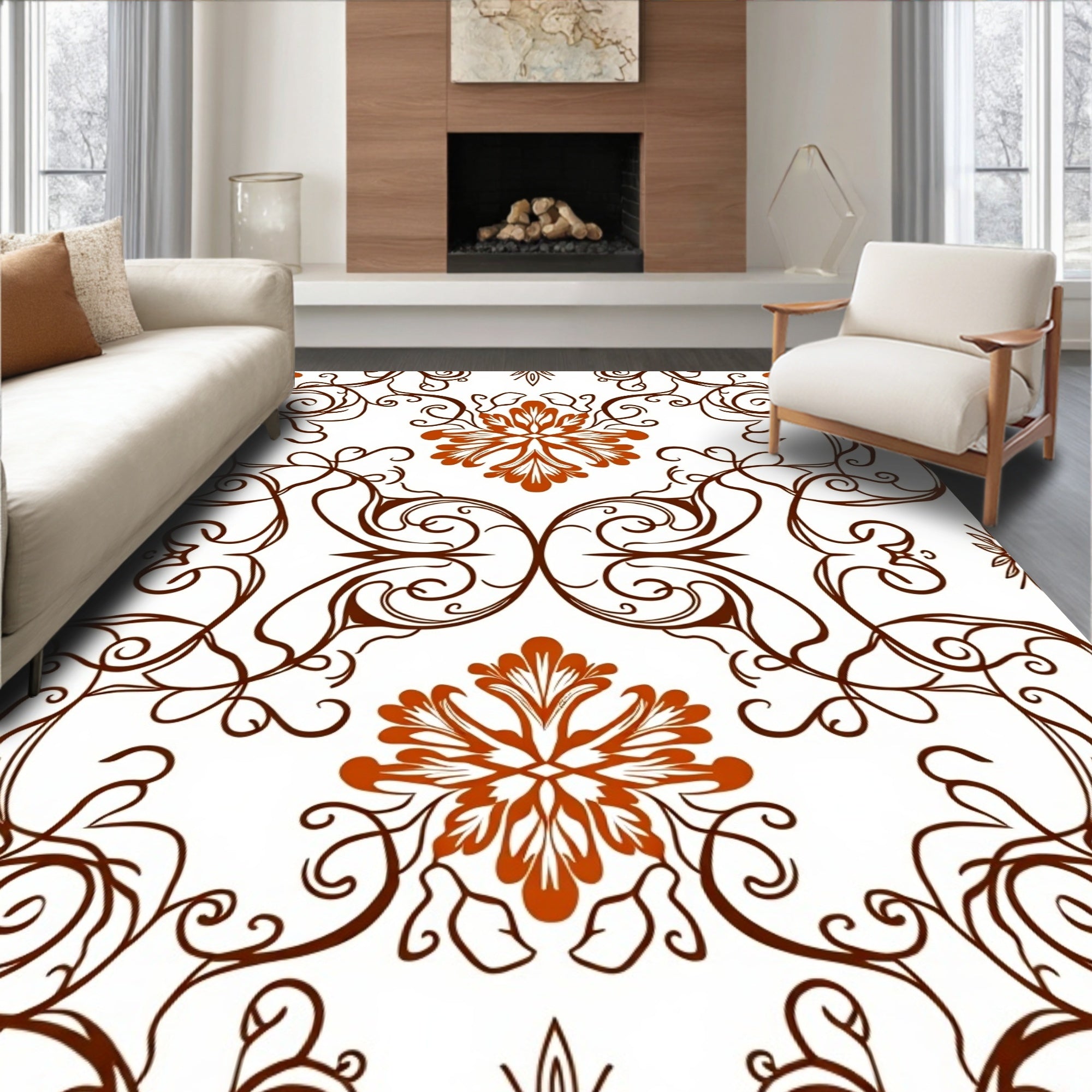 Antique Floral Swirl Pattern Rug