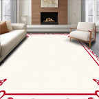 Red Ornate Floral Border Rug