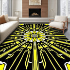Yellow Sunburst Geometric Art Rug
