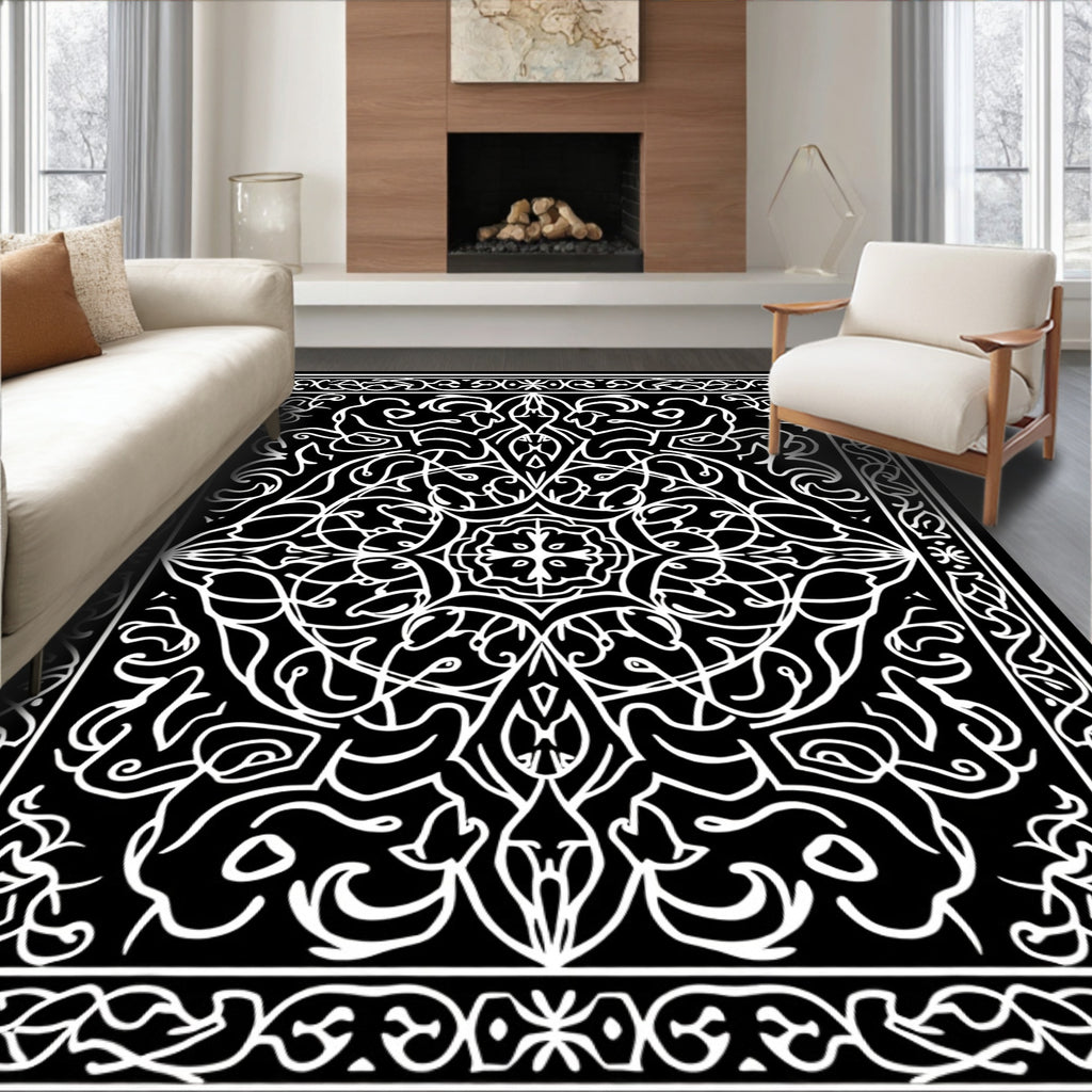 Intricate Floral and Swirl Design Rug