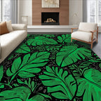 Verdant Leaf Pattern Art Deco Rug