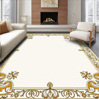 Ornate Gold Floral Scroll Border Rug
