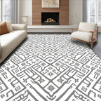 Geometric Maze With Floral Accents Rug