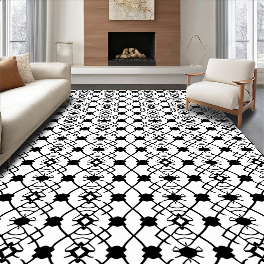 Geometric Lattice And Detail Pattern Rug