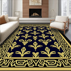 Ornate Gold Floral Pattern Rug