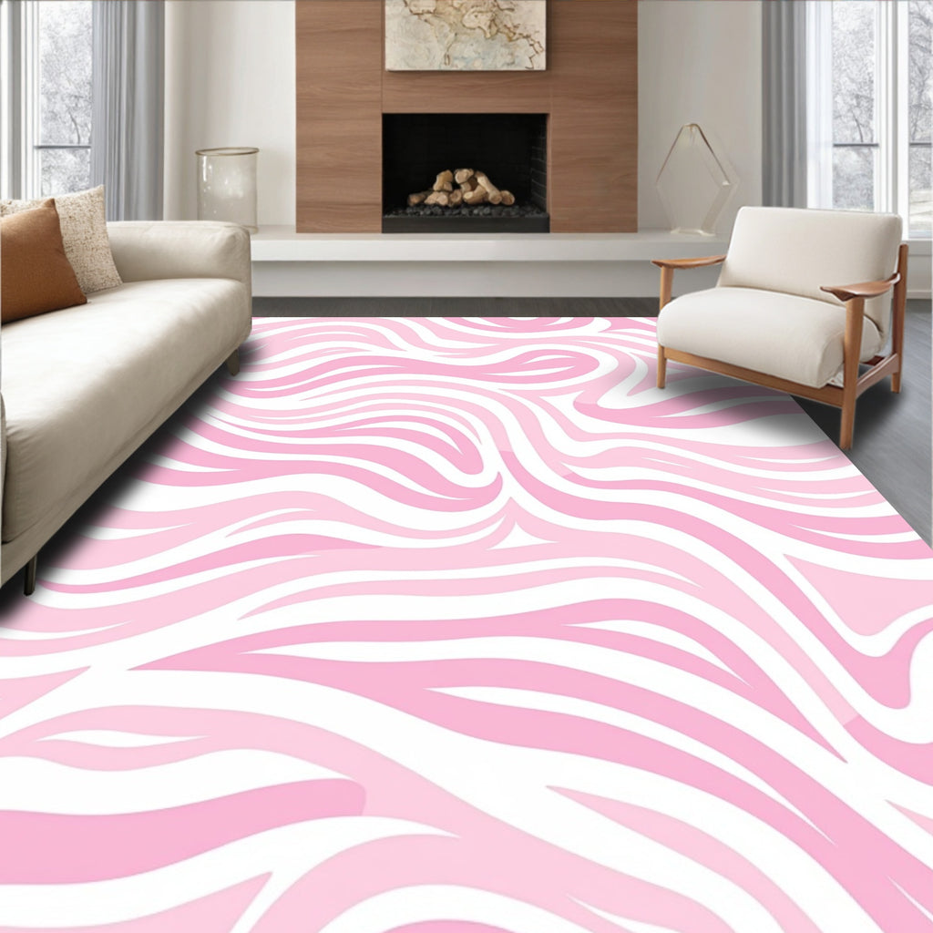 Pink Abstract Swirl Pattern Rug