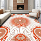 Radial Sunburst Patterned Orange Design Rug