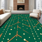 Green Orange Line Dot Pattern Rug