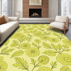 Yellow Floral Botanical Line Art Rug