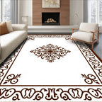 Ornate Floral Medallion Border Design Rug