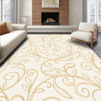 Elegant Gold Swirl Leaf Pattern Rug