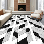 Geometric Black White Illusion Pattern Rug