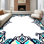 Blue Orchid Swirl Border Pattern Rug