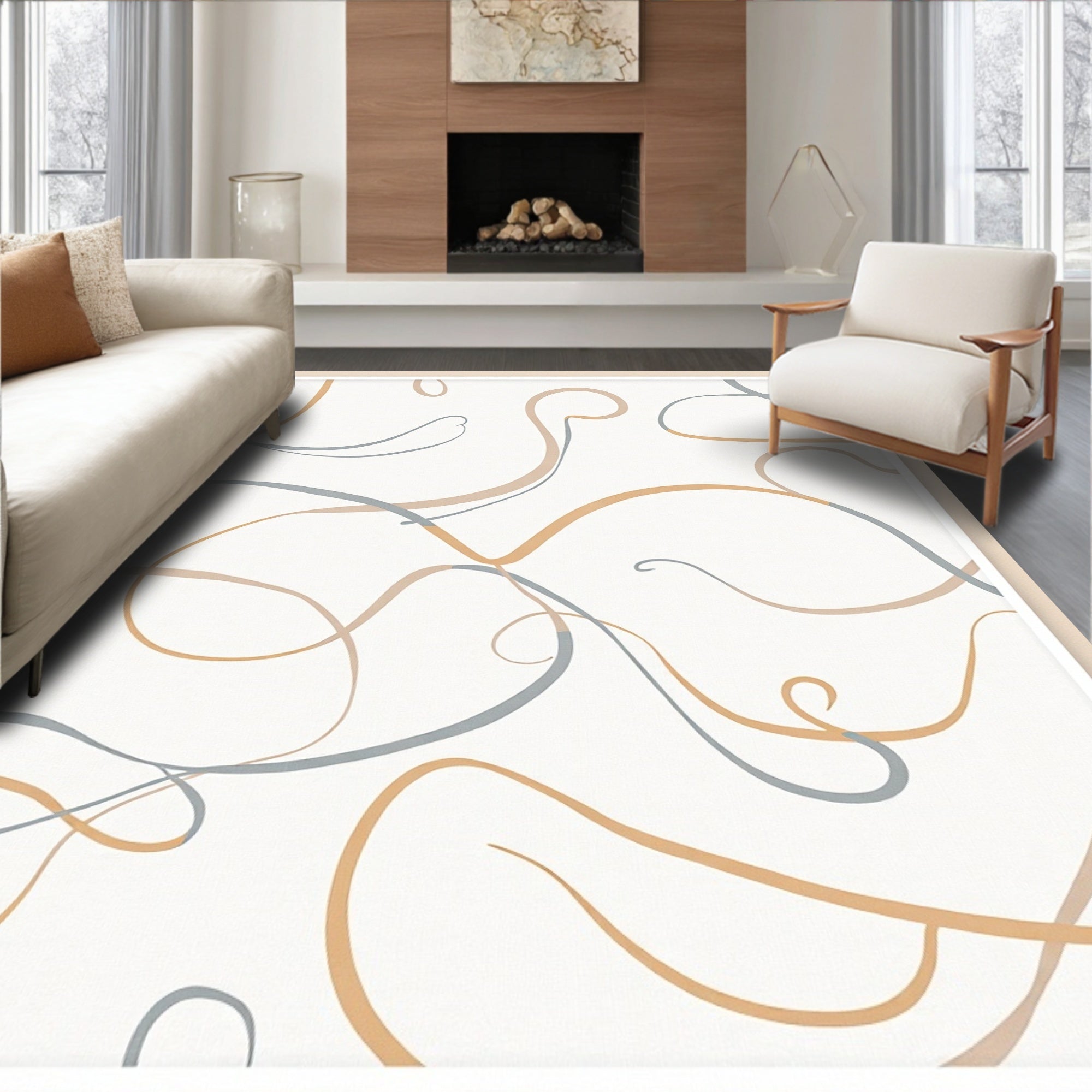 Neutral Swirl Organic Flow Rug
