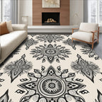 Monochromatic Mandala Star Patterned Rug
