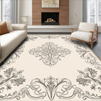 Ornate Scrollwork Floral Pattern Rug