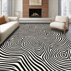 Abstract Black White Swirl Design Rug