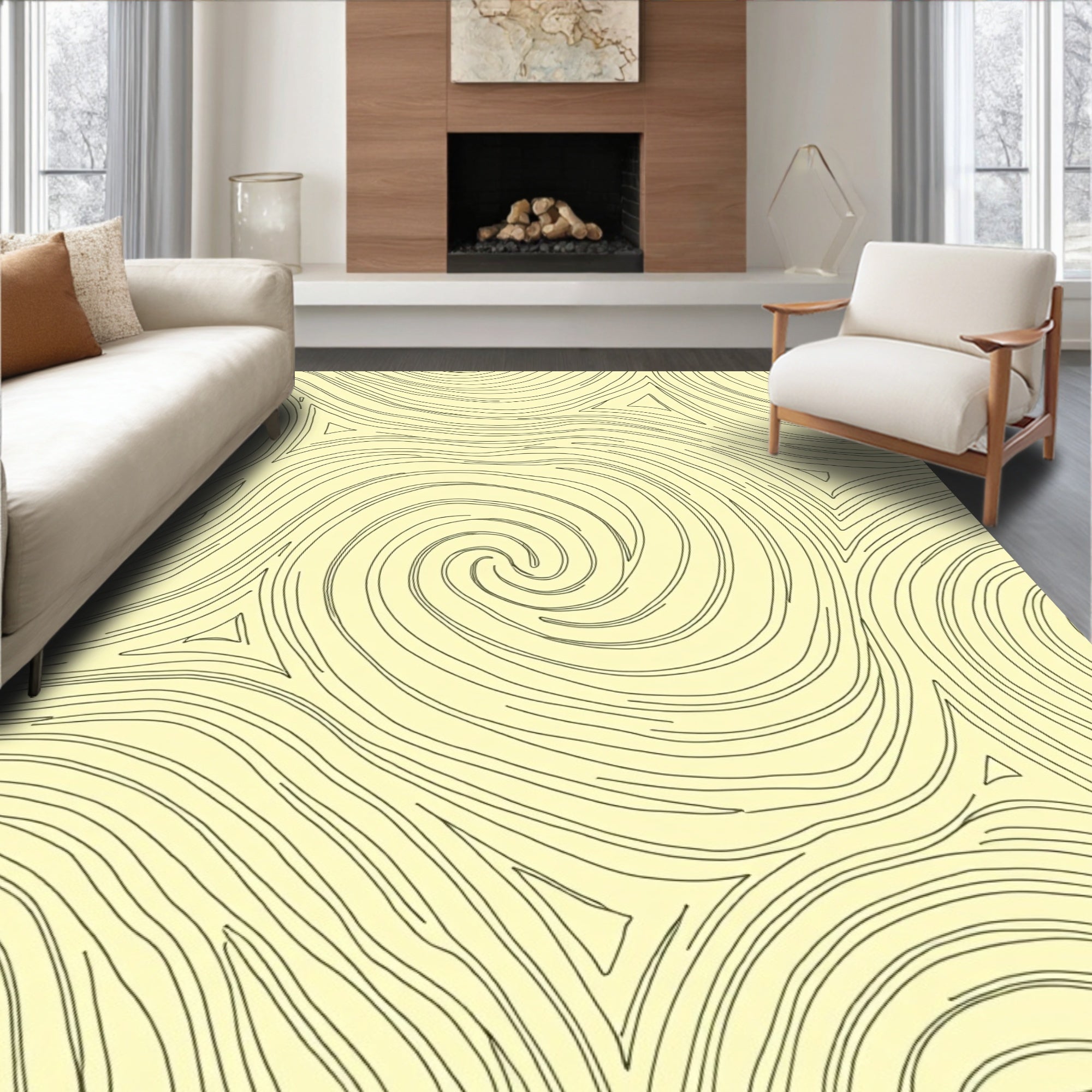 Abstract Swirls Triangles Pattern Rug
