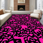 Hot Pink Animal Silhouette Pattern Rug