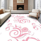 Pink Swirl Floral Pattern Rug