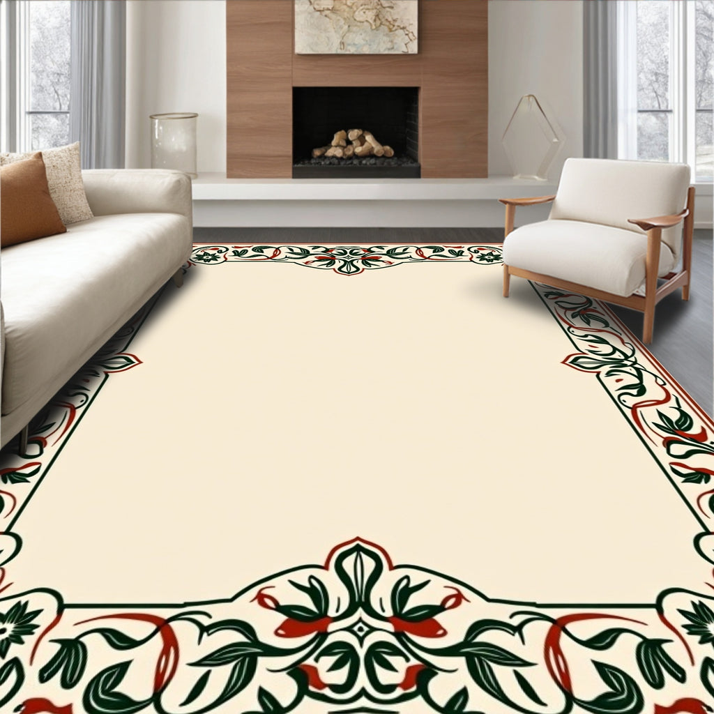 Ornate Floral Border Rug