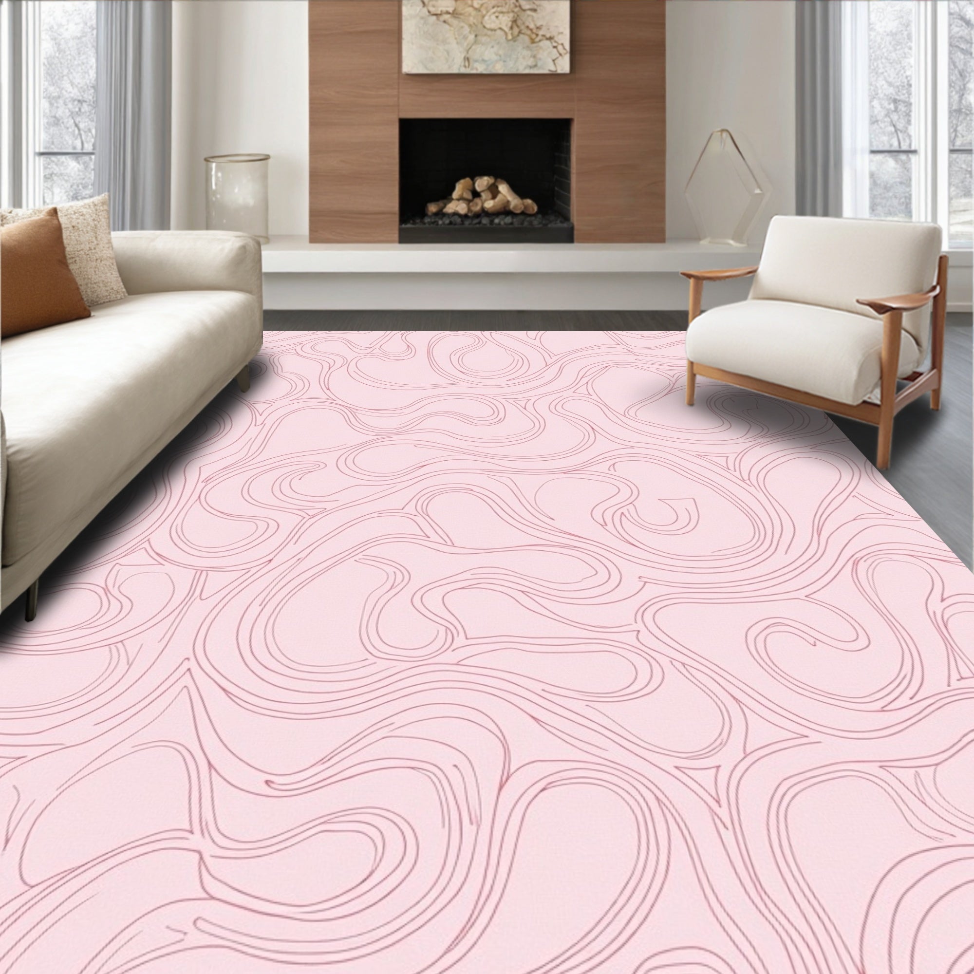 Pink Swirls Pattern Rug