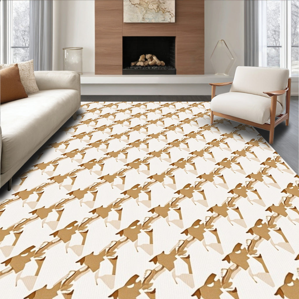Brown Houndstooth Pattern Rug