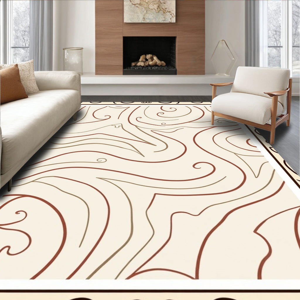 Abstract Swirl Pattern With Earth Tones Rug