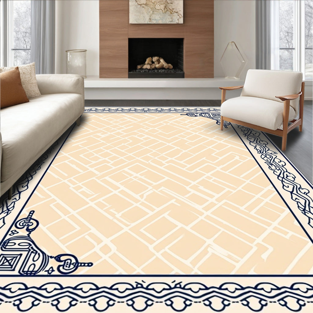 Classic Swirling Patterned Cream Rug
