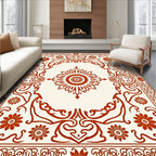Intricate Red Floral Scroll Medallion Rug