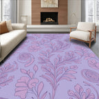 Elegant Lilac Floral Scrollwork Design Rug